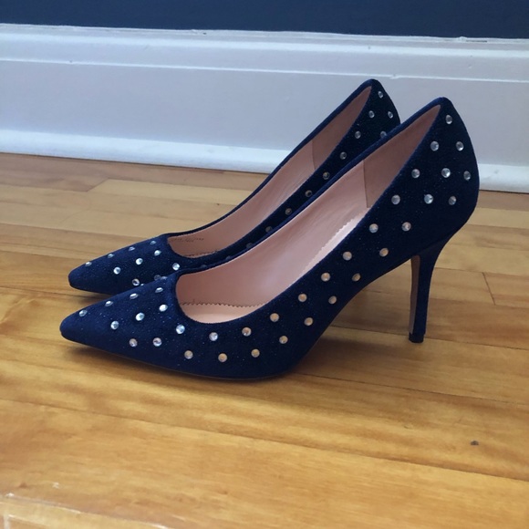 New J crew Elsie made in Italy velvet sparkling heels sz 6.5 - Picture 2 of 8